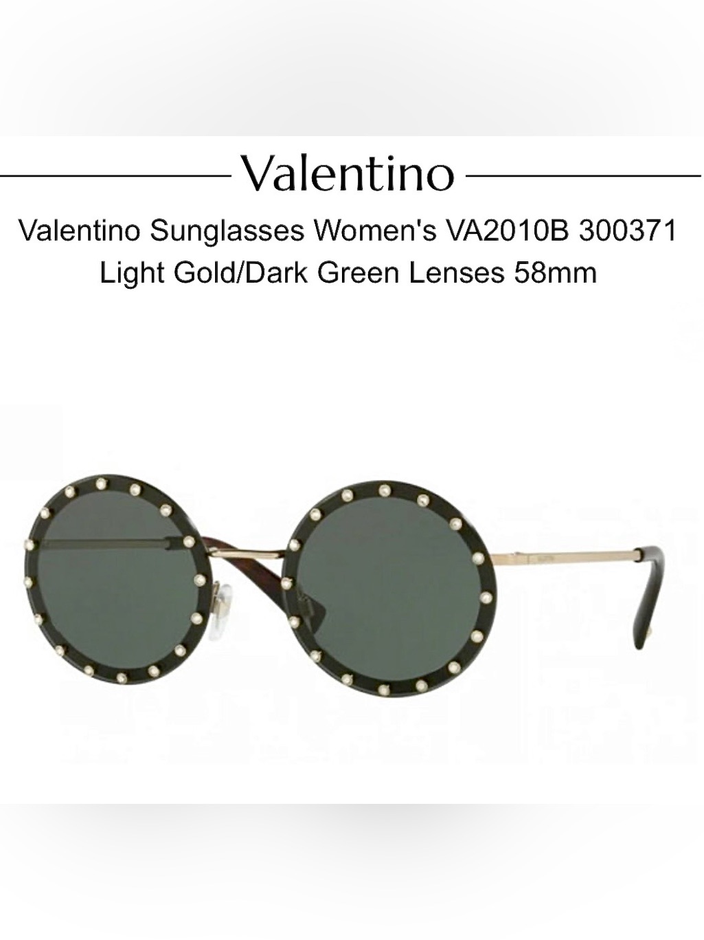 Valentino Round Stud Sunglasses Gold/Green 58mm